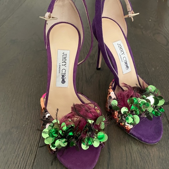Jimmy Choo Shoes - Gorgeous Jimmy Choo Annie NEW 36 purple sequin feather heel exotic